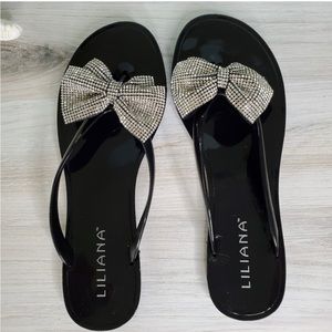 Jelly Black sparkling Bow Sandals